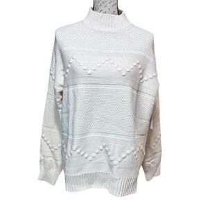 Pink Clover Cream High Neck Pullover Sweater Size XL NWT